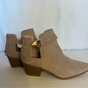 JustFab Boots Size 11 Taupe Ankle Booties with Gold Buckle